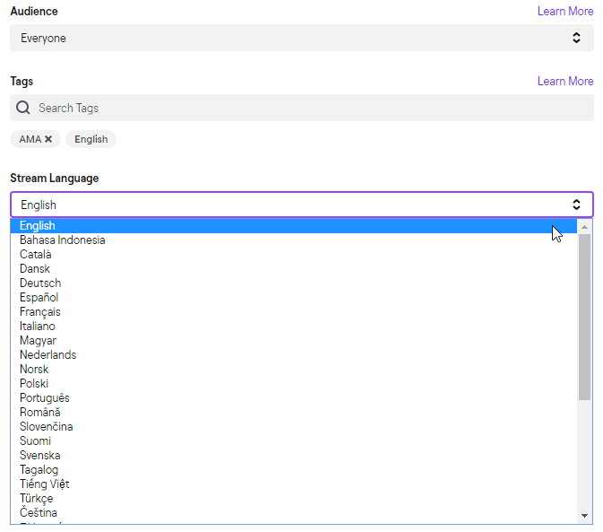 Languages On Twitch