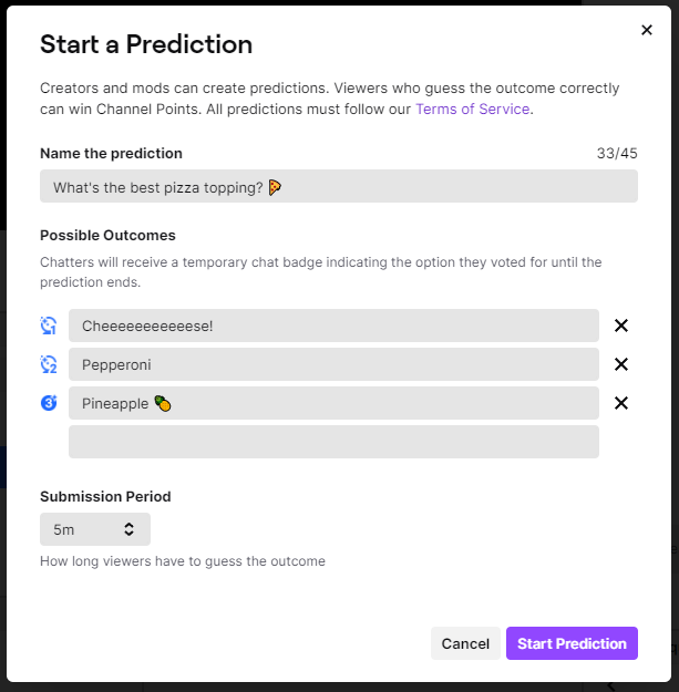 Channel Points Predictions