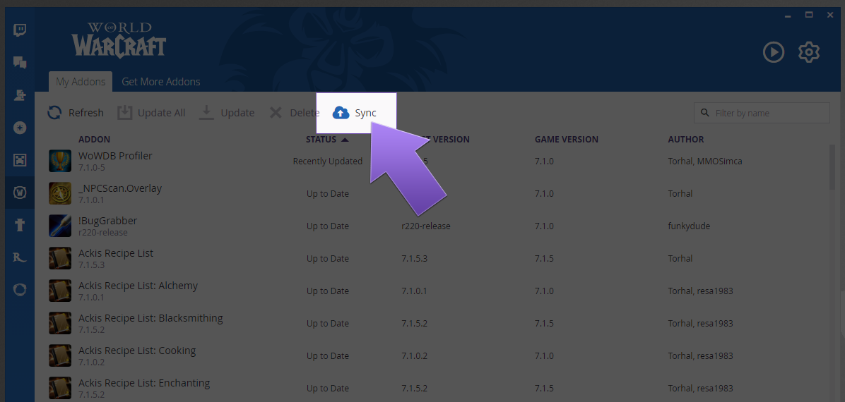 how to update addons with twitch