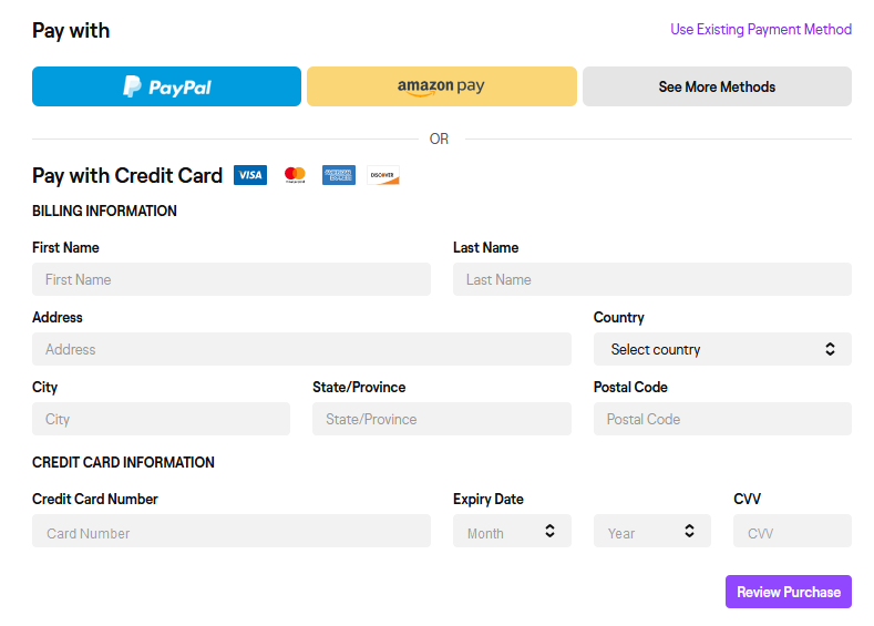 Update payment method. Payment information. More payment methods. {{ Route('payment-information') }}. Change payment method get.